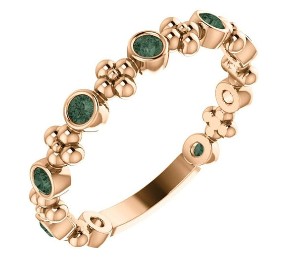 Chatham Created Alexandrite Beaded Ring, 14k Rose Gold