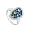 Blue Spinel, CZ Halo Rhodium Plated Sterling Silver Ring,