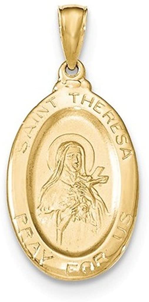 14k Yellow Gold St. Theresa Oval Medal Pendant