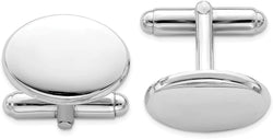 Italian Rhodium-Plated Sterling Silver Engravable Oval Cuff Links, 13X18 Millimeters