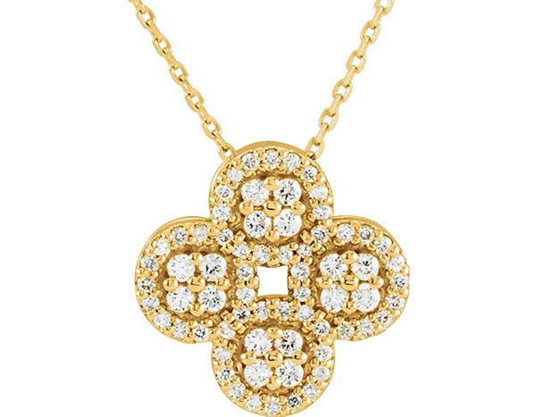 Diamond Clover Necklace, 14k Yellow Gold, 18" (0.5 Ctw, G-H Color, I1 Clarity)