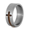 Koa Wood Cross 8mm Comfort-Fit Brushed Titanium Band