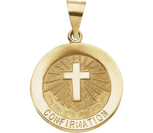 14k Yellow Gold Hollow Confirmation Medal (18.25 MM)