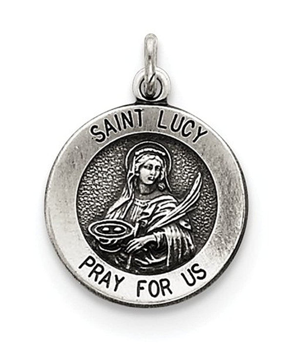 Sterling Silver Antiqued Saint Lucy Medal (20X15MM)