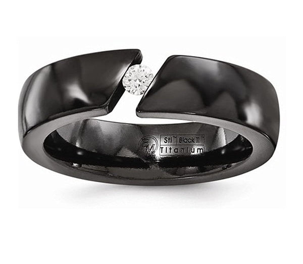 Diamond Collection in Black Titanium 6mm Band (.10 Ct, G-I, I1)