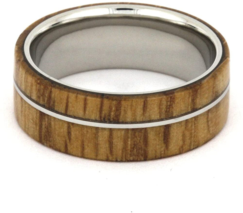 Oak Wood 8mm Comfort-Fit Titanium Wedding Band, Size 7.25