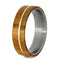 Olive Wood, 14k Yellow Gold Pinstripe 6.5mm Comfort-Fit Matte Titanium Wedding Band