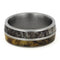 Deer Antler, Buckeye Burl Wood 8mm Comfort-Fit Brushed Titanium Band