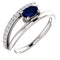 Platinum Chatham Created Blue Sapphire and Diamond Bypass Ring (.125 Ctw, G-H Color, S12-S13 Clarity)