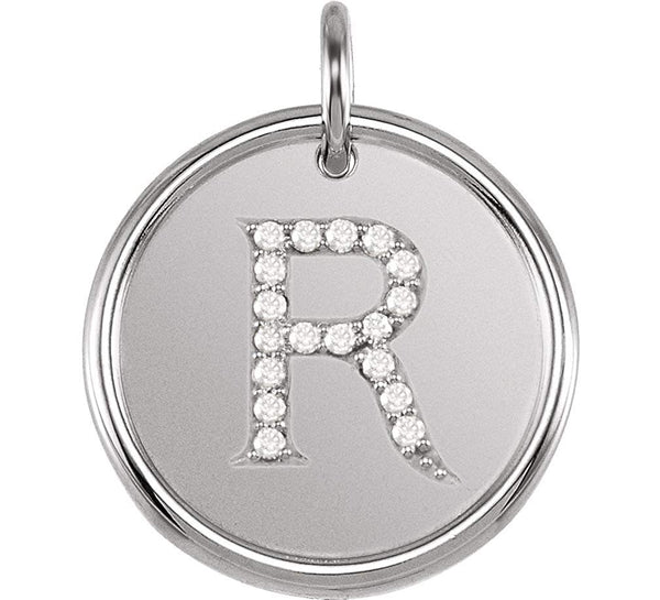 Diamond Initial "R" Pendant, Sterling Silver 18" (0.1 Ctw, Color GH, Clarity I1)