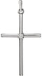 White Sapphire Inset Cross Rhodium-Plated 14k White Gold Pendant (19.2x9MM)