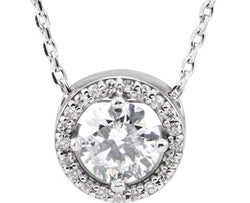 22-Stone Diamond Halo 14k White Gold Pendant Necklace, 16" (.50 Cttw)