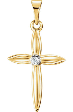 Diamond Cross 14k Yellow Gold Pendant