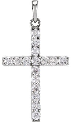 Diamond Cross Pendant, Rhodium-Plated 14k White Gold (0.75 Ctw, Color GH, Clarity I1)
