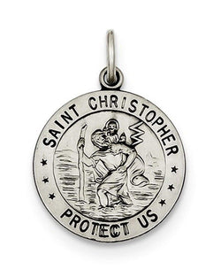 Sterling Silver St. Christopher Baseball Medal (23X20MM)
