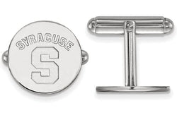 Rhodium-Plated Sterling Silver Polished Syracuse University Cuff Links, 15MM