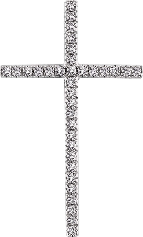 Diamond Latin Cross Pendant, 14k White Gold (1.00 Ctw, H+ Color, I1 Clarity)