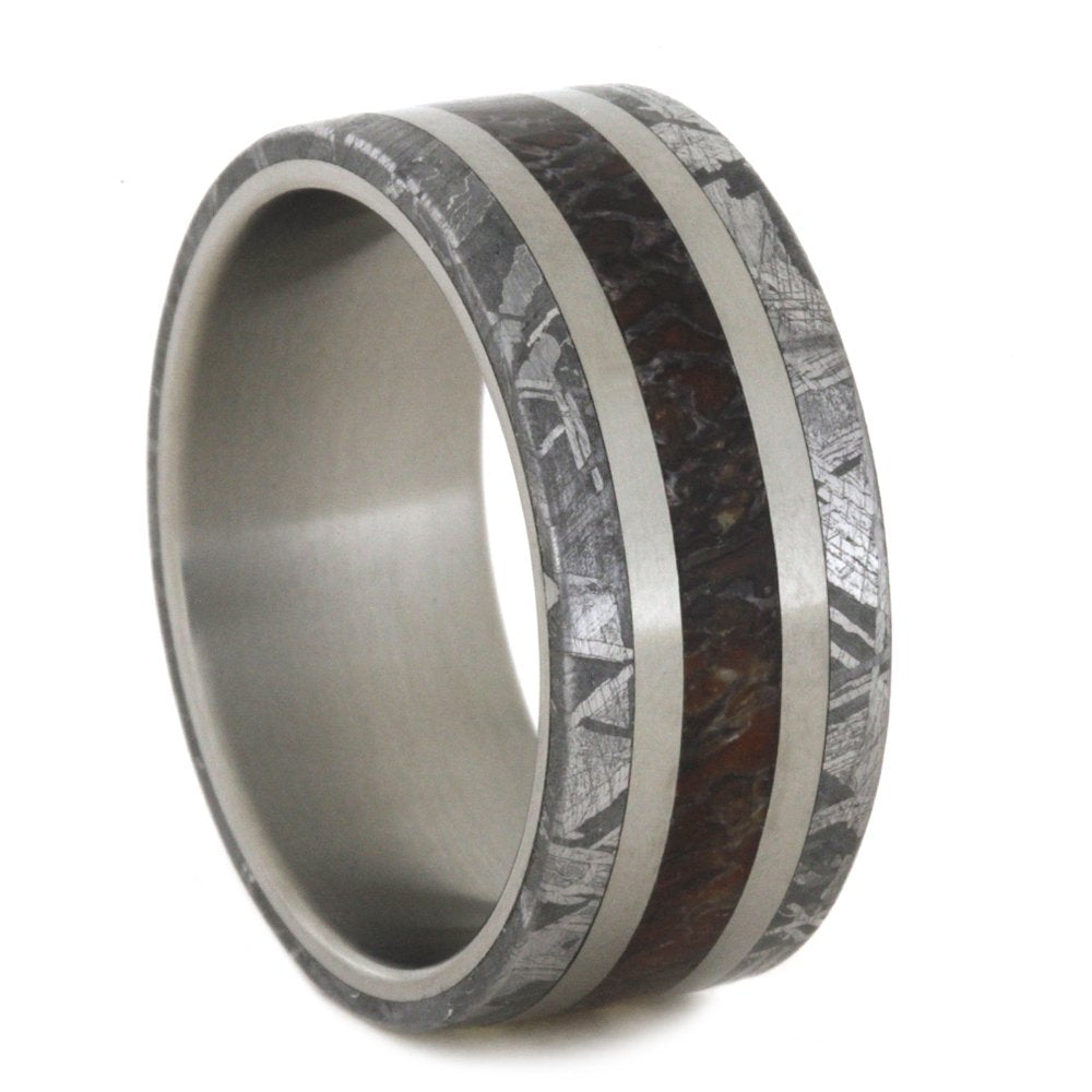 Dinosaur Bone, Gibeon Meteorite 8mm Comfort-Fit Matte Titanium Wedding Band