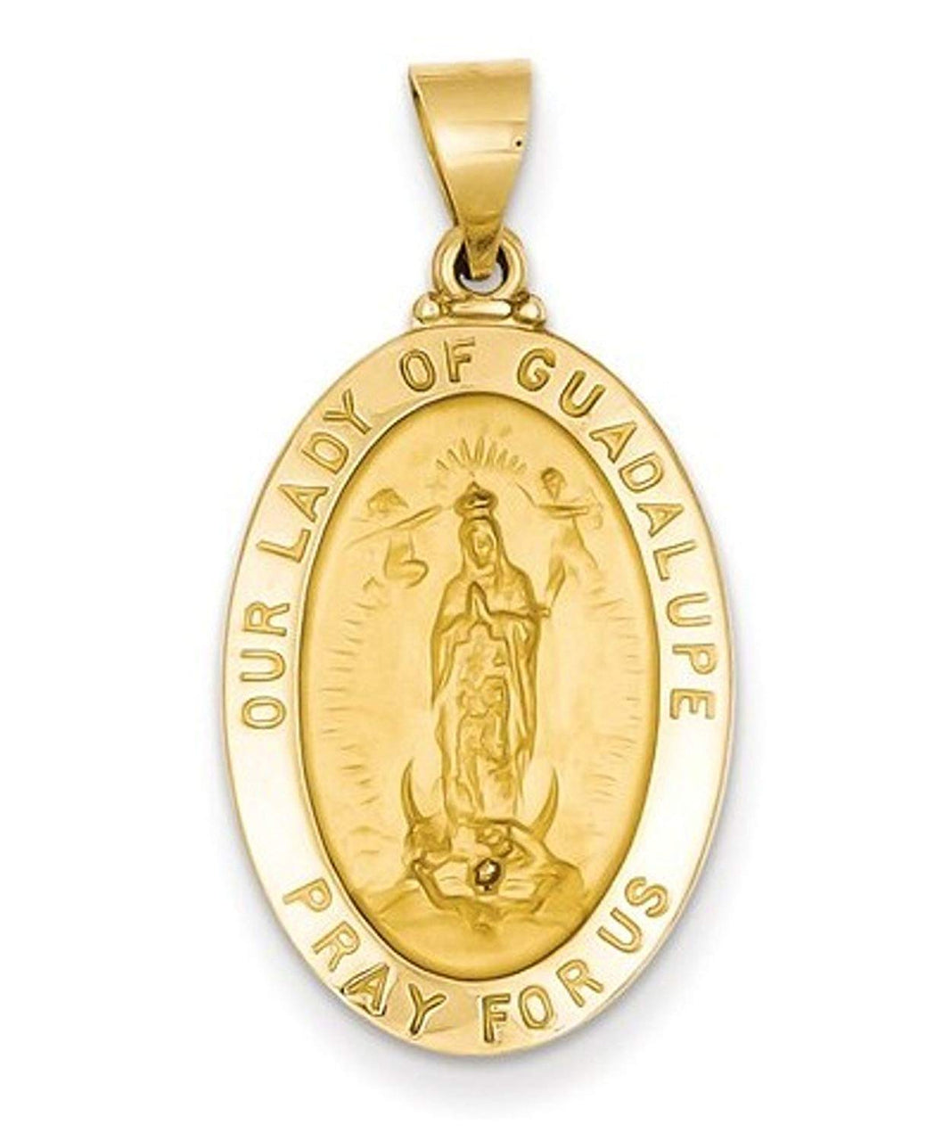 14k Yellow Gold Our Lady Of Guadalupe Medal Pendant (28X16MM)