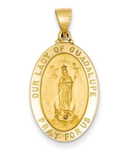 14k Yellow Gold Our Lady Of Guadalupe Medal Pendant (28X16MM)