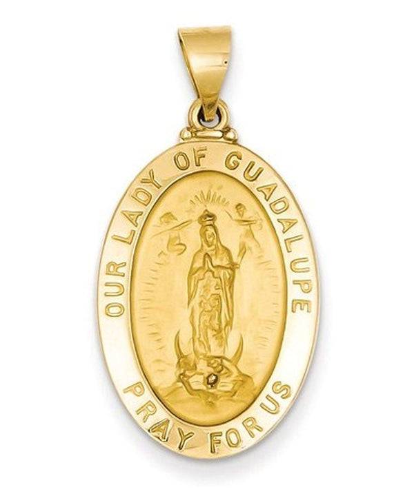 14k Yellow Gold Our Lady Of Guadalupe Medal Pendant (28X16MM)