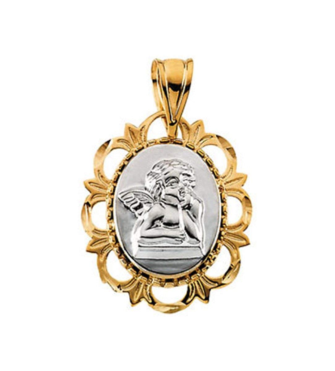 14k White and Yellow Gold Raphael Medal Pendant (19.25x16 MM)