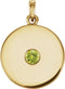 Round Peridot Disc Pendant, 14k Yellow Gold