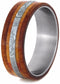 Gibeon Meteorite, Cedar Wood, Tulip Wood 8mm Comfort-Fit Brushed Titanium Wedding Band, Size 14.75