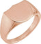 Men's Brushed Closed Back Shield Signet Ring, 14k Rose Gold (14mm)