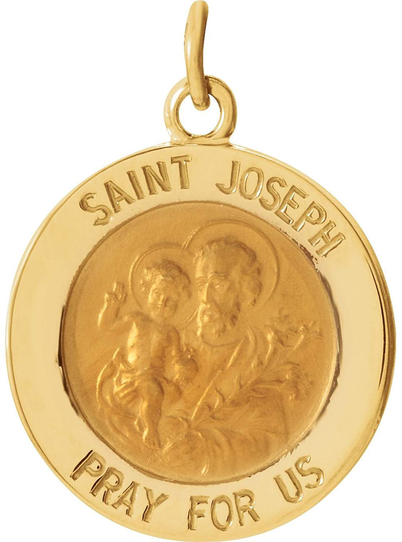 14k Yellow Gold Round St. Joseph Medal (22 MM)