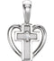 Diamond Sacred Heart Cross Rhodium-Plated 14k White Gold Pendant (.01 Ct, G-H Color,SI1 Clarity)