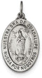 Sterling Silver Satin Antiqued Spanish Lady of Guadalupe Medal Pendant (26.5X16MM)