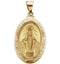 14k Yellow Gold Oval Hollow Miraculous Medal (23x16 MM)