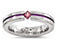 Edward Mirell Titanium Rhodolite Garnet and Grooved Pink Anodized 4mm Wedding Band