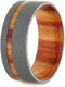 Beadblast Titanium 8mm Comfort Fit Tulip Wood Flat Band and Sizing Ring, Size 7