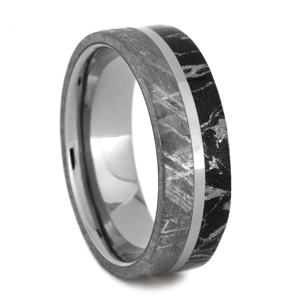 Black and White Mokume, Mystifying Meteorite 7mm Comfort-Fit Titanium Wedding Band