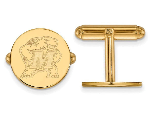 Gold-Plated Sterling Silver Maryland Round Cuff Links, 15MM