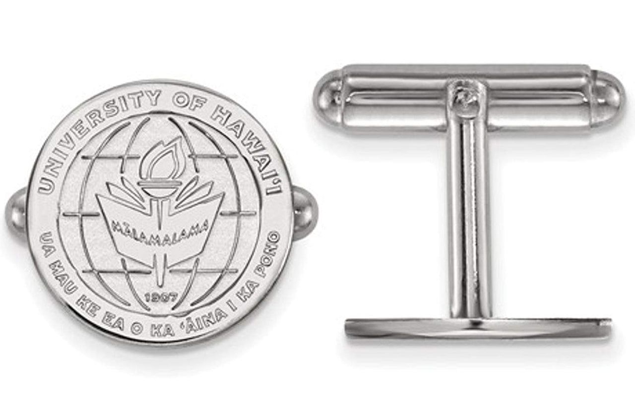 Rhodium-Plated Sterling Silver, The University of Hawai'i, Crest Cuff Links, 15MM