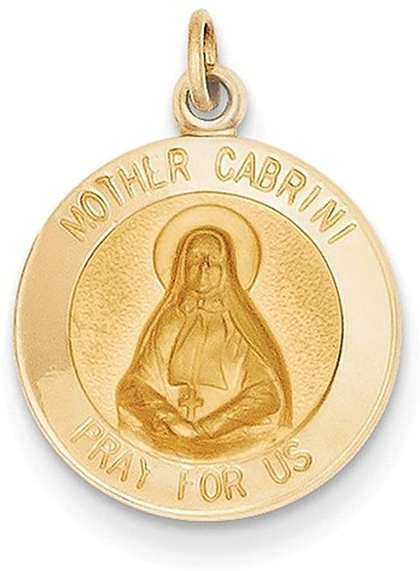 14k Yellow Gold Mother Cabrini Medal Charm (23X15MM)