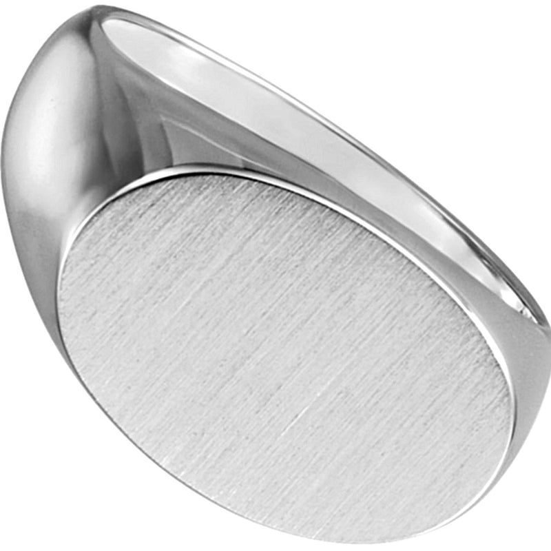 Men's Sterling Silver Brushed Finish Oval Signet Ring, 12x18mm