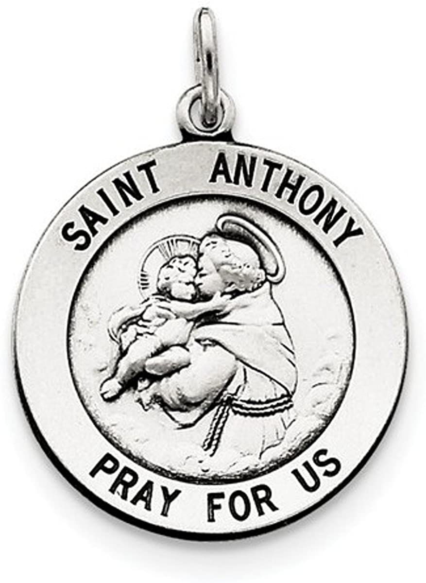 Sterling Silver Antiqued Saint Anthony Medal Pendant (30X21MM)