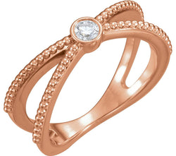 Bezel-Set Diamond Beaded Ring, 14k Rose Gold (.125 Ctw, G-H Color, I1 Clarity), Size 6