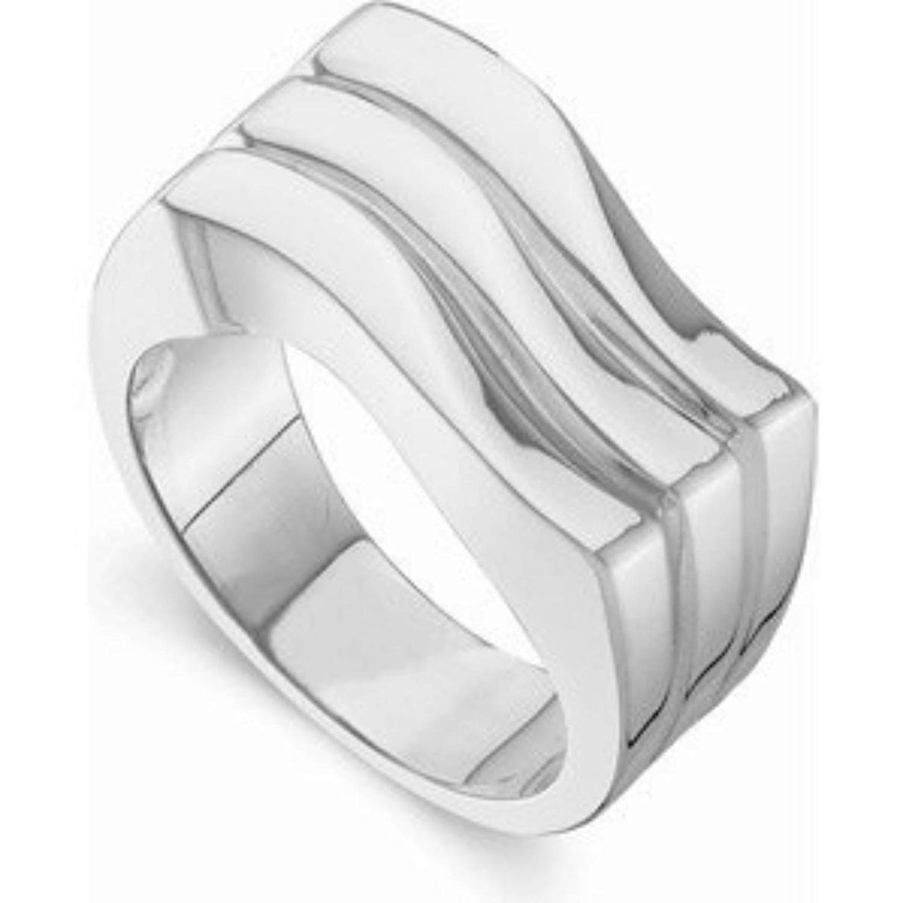 Ocean Wave Designer Band, Rhodium-Plated 14k White Gold, Size 7