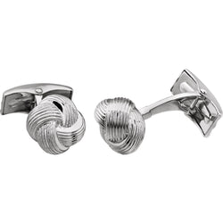 Love Knot Rhodium Plate 14k White Gold Cuff Links, 12MM