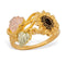 Ave 369 Antiqued Sunflower Ring, 10k Yellow Gold, 12k Green and Rose Gold Black Hills Gold Motif