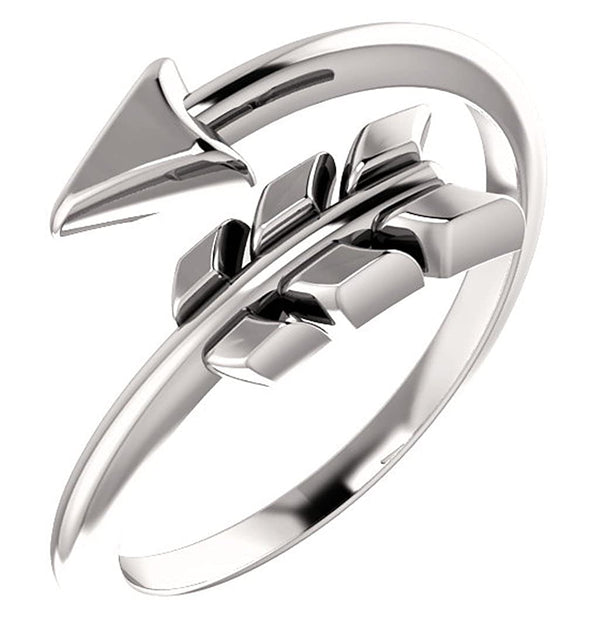 Bypass Arrow Ring, Rhodium-Plated 14k White Gold, Size 6.25