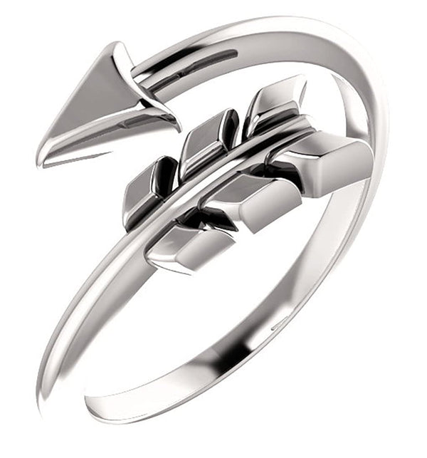 Platinum Bypass Arrow Ring, Size 8.25