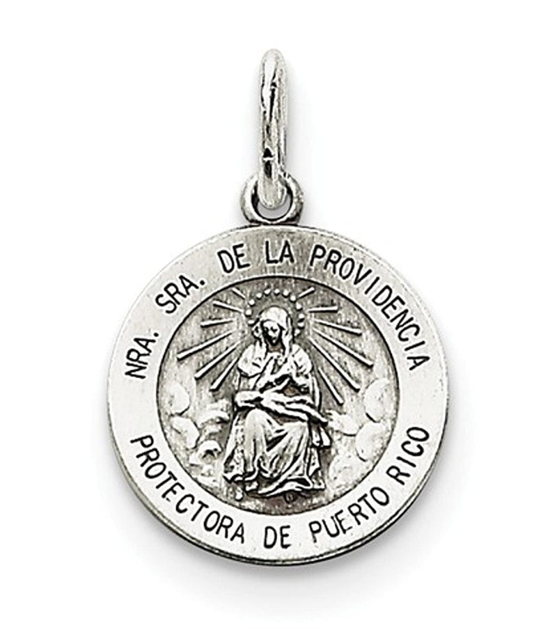 Sterling Silver Antiqued De La Providencia Medal (22X15MM)