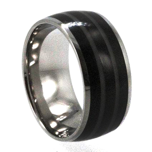 African Blackwood, Tagua Nut Wood 10mm Comfort Fit Titanium Wedding Band, Size 11