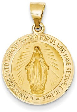 14k Yellow Gold Miraculous Pendant Medal (20X18MM)